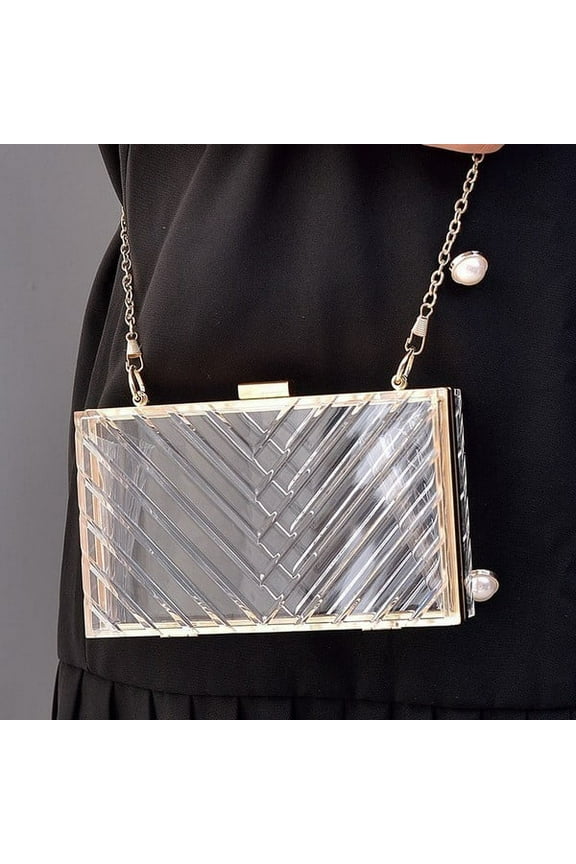 STYLISH ACRYLIC CLEAR BOX CLUTCH BAG