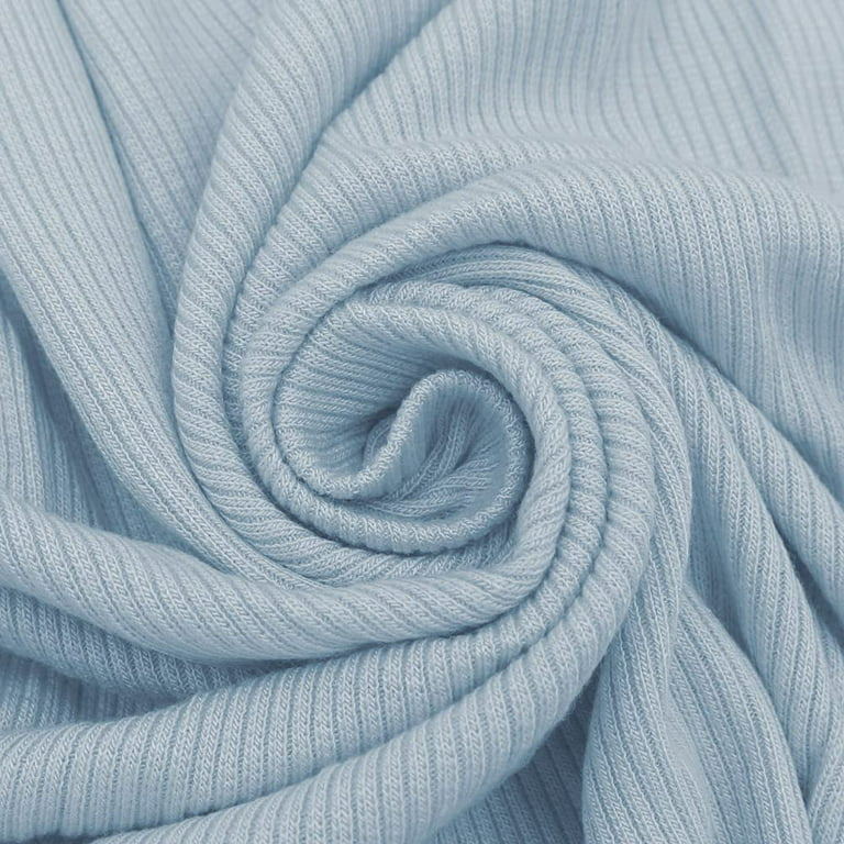 STYLISH FABRIC Misty Blue 2x1 Rib Knit Stretch Fabric, DIY Projects by the  Yard