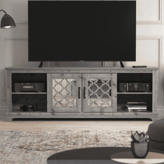 STYLIVIA Heron 2 Door TV Stand, Mexican Grey