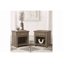 STYLIVIA 1-Drawer Nightstand Set of 2 with Open Shelf Knotty Oak 19.3" W x 16.9" D x 20.9" H