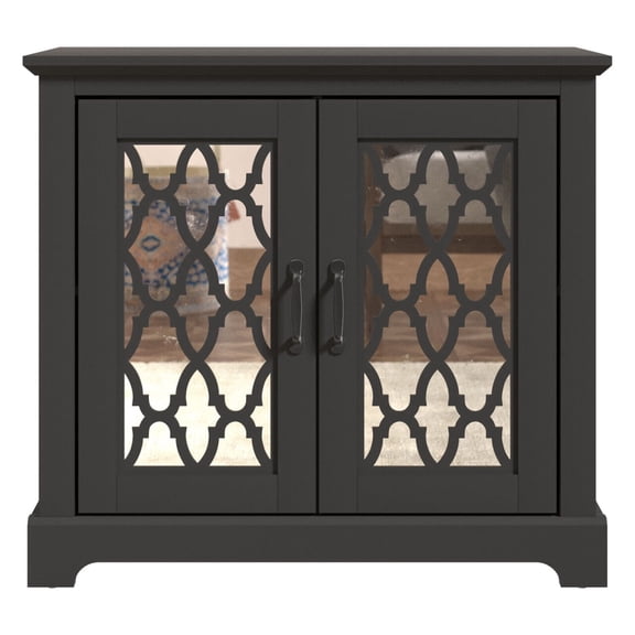STYLIVIA 2 Door Mirrored Accent Cabinet with Adjustable Shelf 32" H