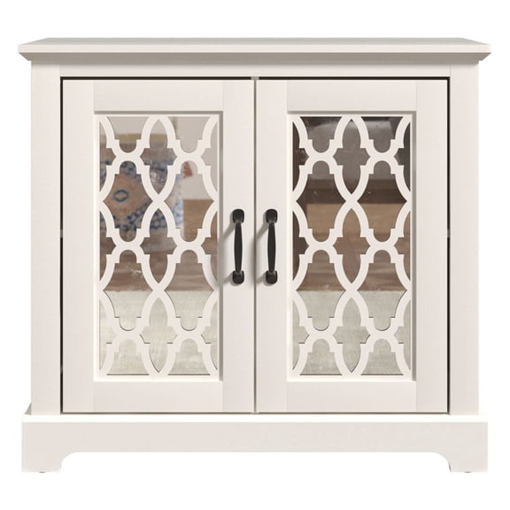 STYLIVIA 2 Door Mirrored Accent Cabinet with Adjustable Shelf 32" H