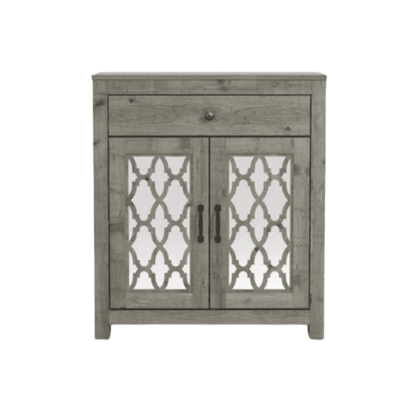 STYLIVIA 35.4" Tall 2-Door Accent Cabinet with Mirrored Acrylic Doors Adjustable Shelves