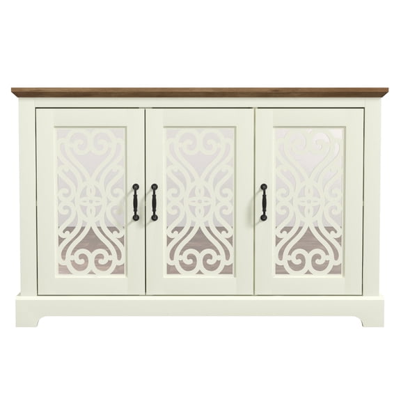 STYLIVIA 45.7" Wide Sideboard with Adjustable Shelves Mirrored Doors Engineered Wood