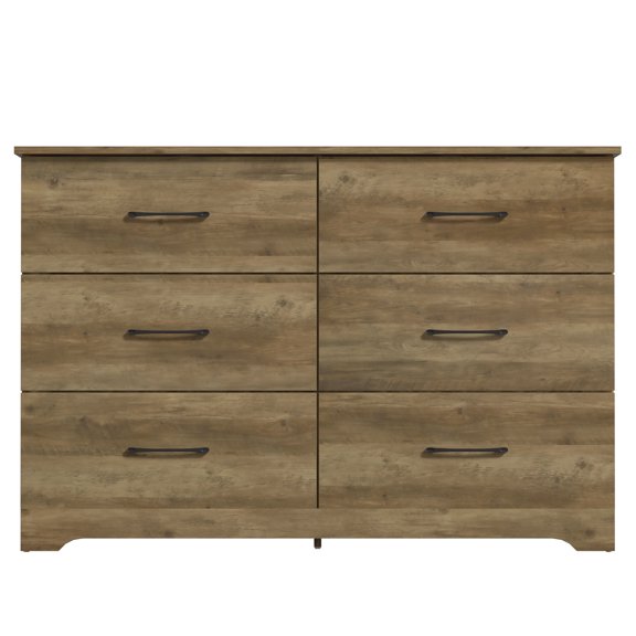 STYLIVIA 47" 6Drawer Dresser Engineered Wood, Dusty Gray Oak, 47" W x 15.5" D x 31.7" H