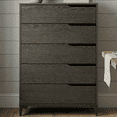 thumbnail image 1 of STYLIVIA Adult 5-Drawer Dresser with Interlock Safety, Modern Wood, Dark Gray Oak, 30.7" W x 15.6" D x 46.4" H, 1 of 20
