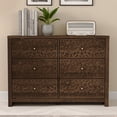 thumbnail image 1 of STYLIVIA 6-Drawer Dresser with Laser-Cut Drawer Fronts Royal Walnut 45.4"W x 15.7"D x 32"H, 1 of 13