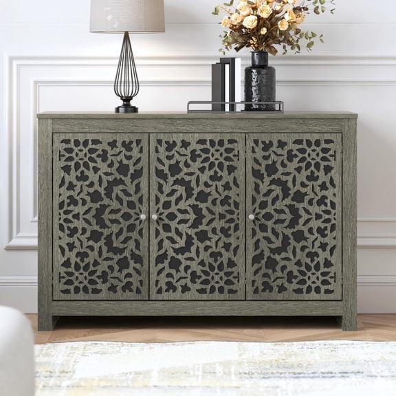 STYLIVIA Culbreath 3-Door Sideboard, Coffee Gray Oak