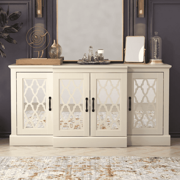 STYLIVIA Heron Wide Accent Sideboard, Ivory