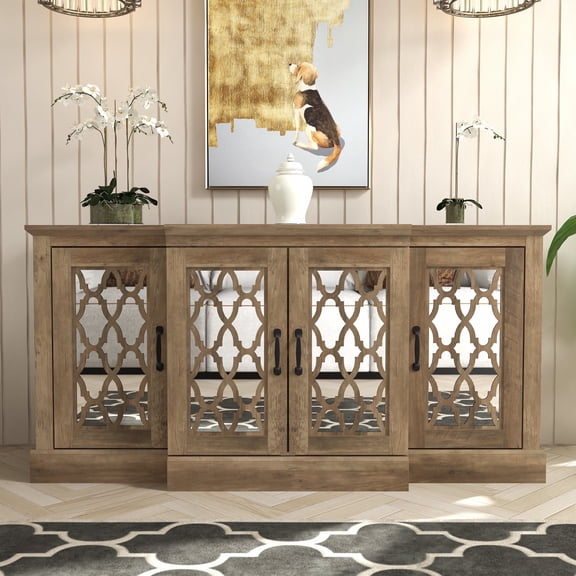STYLIVIA Heron Wide Accent Sideboard, Knotty Oak
