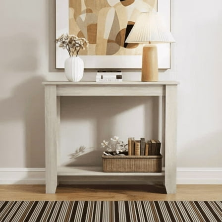 STYLIVIA Mesa Console Table with Shelf, Modern Entryway or Living Room Accent Table, Dusty Grey Oak
