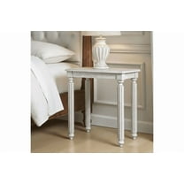 STYLIVIA Solid Wood Rectangular End Table with Shelf Antique White 23.6" W x 11.8" D x 22.2" H