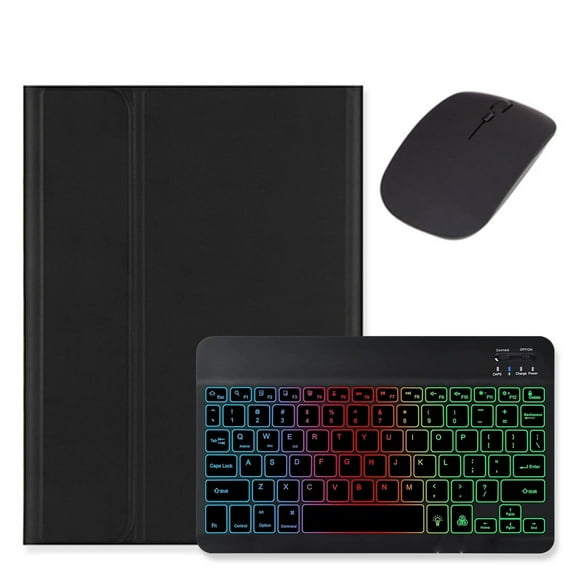 STYU Backlit Keyboard Compatible with Galaxy Tab A8 10.5 inch Tablet Model SM-X200/X205/X207 Keyboard Case with Mouse, Detachable Backlight Color Keyboard Case,Mist Blue+White