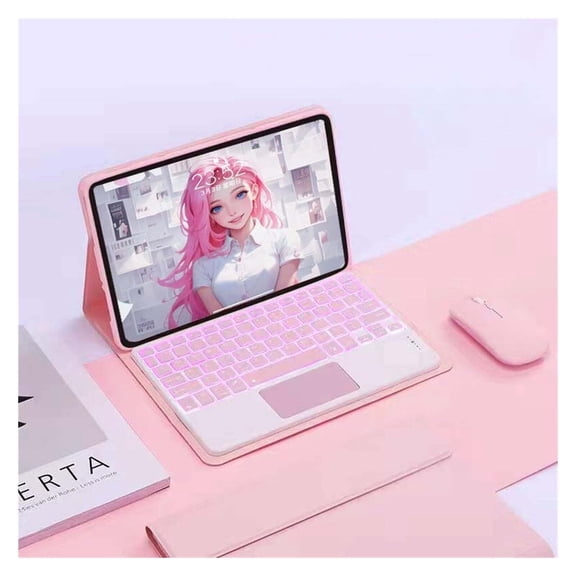 STYU Keyboard Case Compatible with Samsung Galaxy Tab S9 FE 10.9" / S9 11" 2023,Slim Smart 7 Color Backlit Detachable Tablet Keyboard and Mouses,with Smart Touchpad Built in Pen Holder