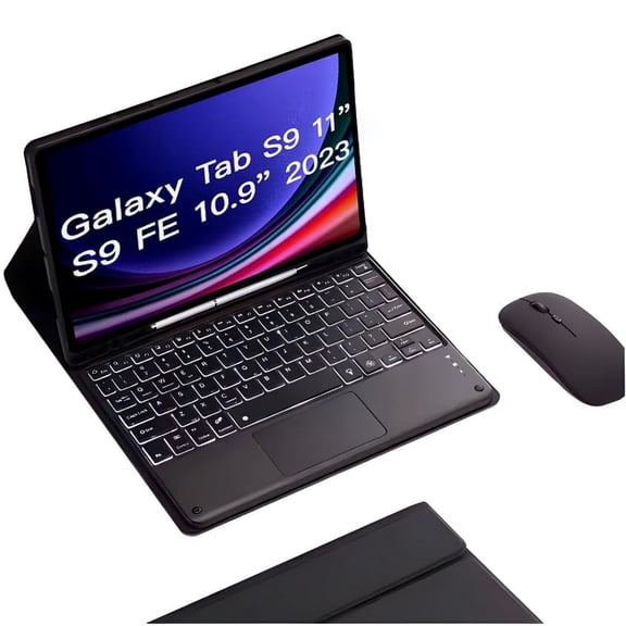STYU Keyboard Case for Samsung Galaxy Tab S9 FE 10.9 Inch, Backlit Wireless Detachable Keybaord with Touchpad SM-X510/X516B/X518U,Black1