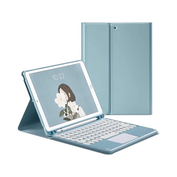 STYU Keyboard case for iPad 9.7 for iPad 2018 (6th Gen) - iPad 2017 (5th Gen) - iPad Pro 9.7 - iPad Air 2&1-Touchpad Detachable Keyboard with Pencil Holder -Slim Leather Folio Smart Cover