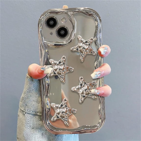 STYU Mirror Phone Case for iPhone 14 15 13 12 Pro Max 11 XS 8 7 Plus Plating Shockproof Cream Cover Gift,Silver,for iPhone 12Pro