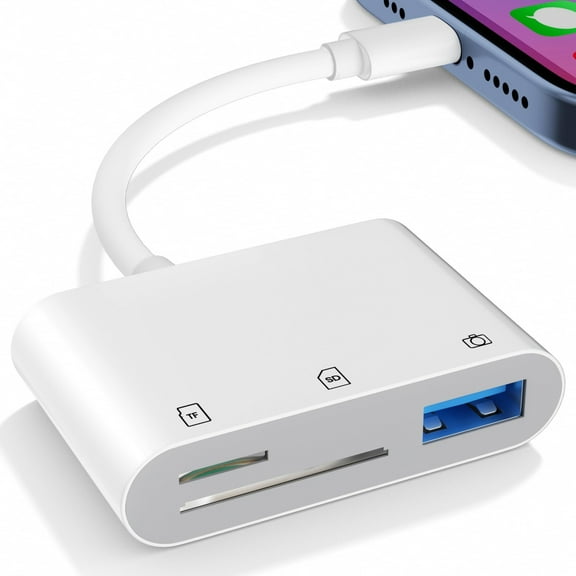 STYU SD Card Reader for iPhone iPad, USB Camera Adapter Plug Digital Trail Camera SD Card Viewer with Dual Slot for MicroSD/SD, Memory Card Adapter for Photography No App Required