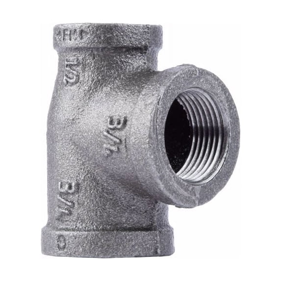 STZ Industries 3/4 in. FIP X 1/2 in. D FIP 3/4 in. D FIP Black Malleable Iron Reducing Tee