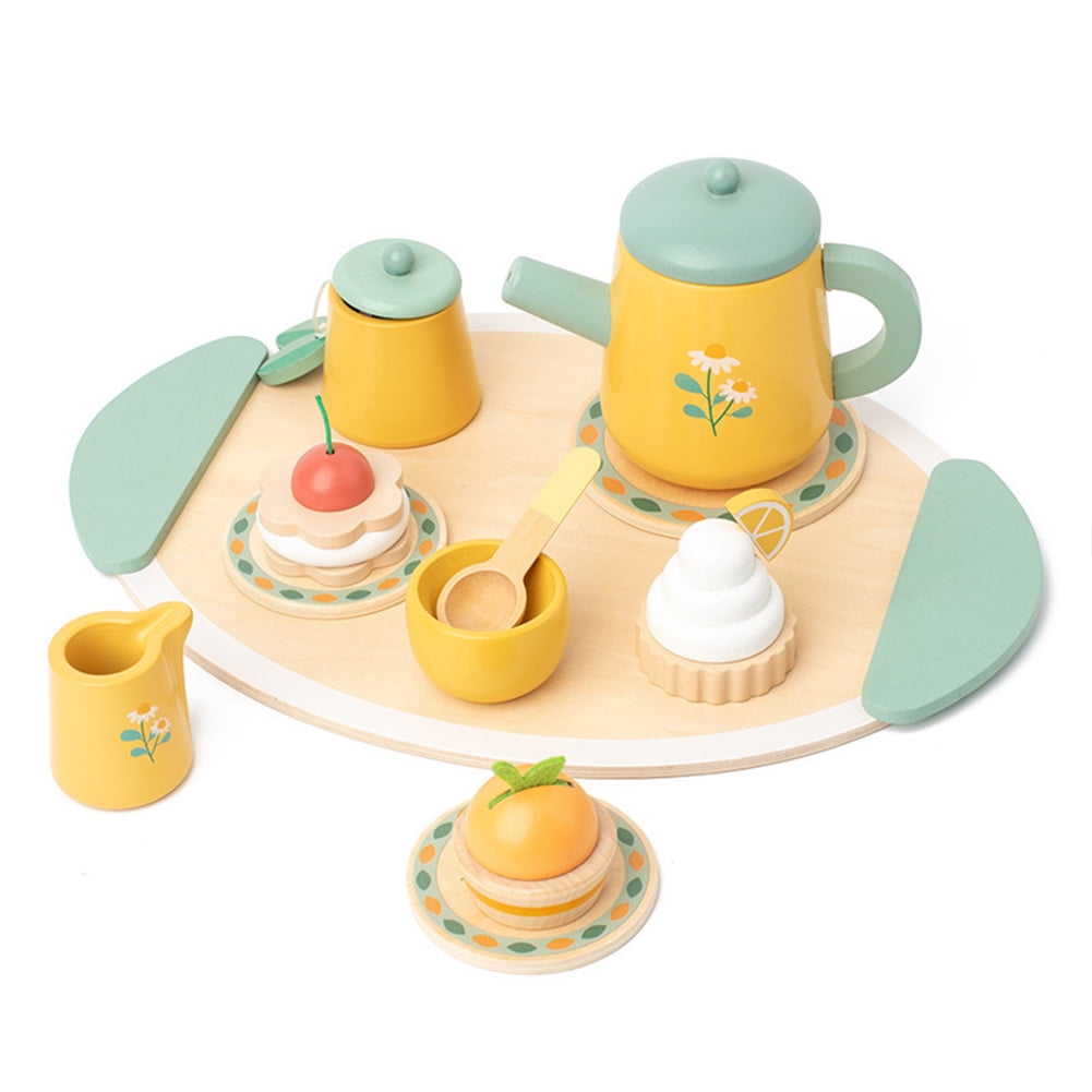 STngwl 13 Pcs Wooden Toddler Tea Set Afternoon Tea Set Toys - Main Image