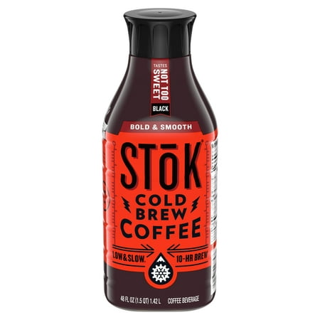 SToK Black, Sweetened, Dark Roast Not Too Sweet Arabica-Based Blend Cold Brew Coffee, 48 fl oz Bottle