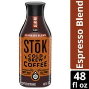 SToK Espresso Blend Dark Roast Black Unsweetened Ready to Drink Cold Brew Coffee Bottle, 48 fl oz