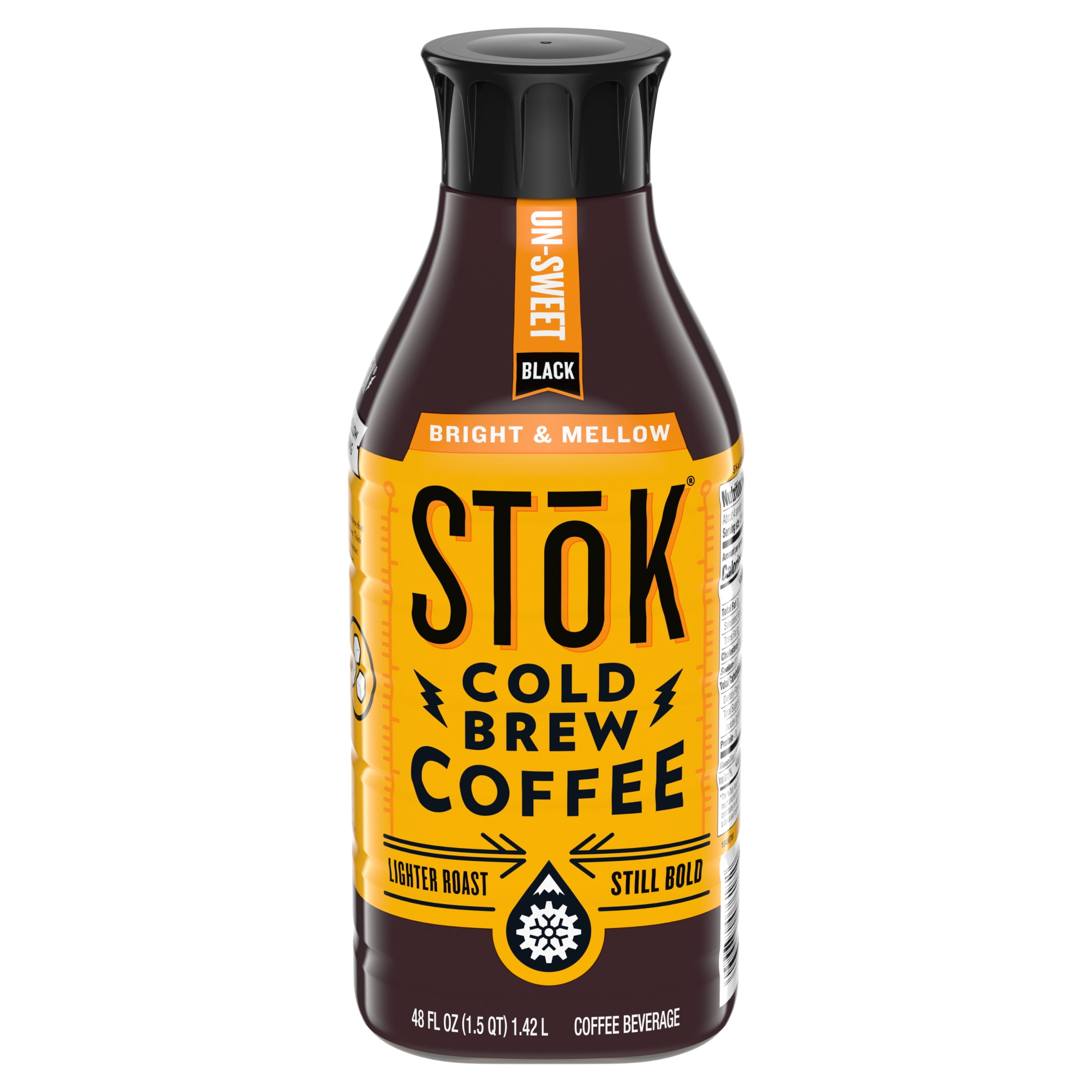 SToK Black, Unsweetened, Light Roast Bright & Mellow Cold Brew Coffee, 48  fl oz Bottle