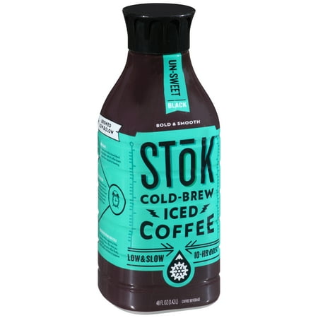 SToK Black, Unsweetened, Medium Roast Arabica-Based Blend Cold Brew Coffee, 48 fl oz Bottle