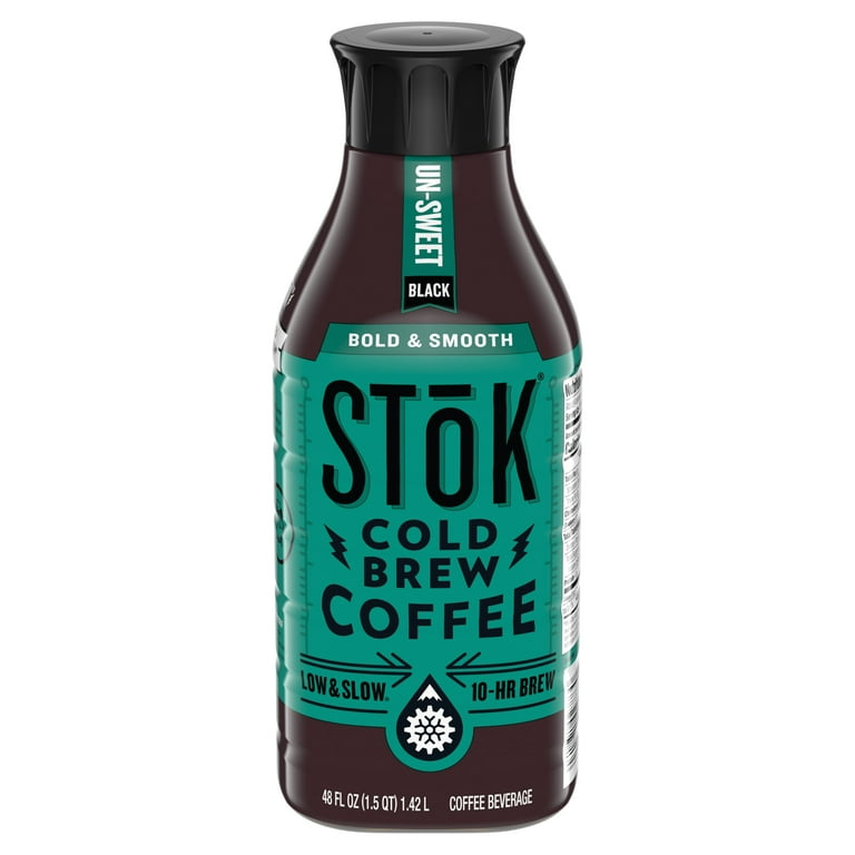 SToK Black, Unsweetened, Light Roast Bright & Mellow Cold Brew Coffee, 48  fl oz Bottle 