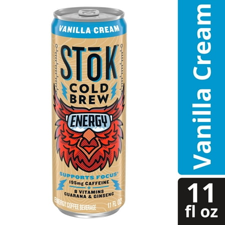SToK Cold Brew Energy Vanilla Cream Canned Coffee Drink, 11 fl oz