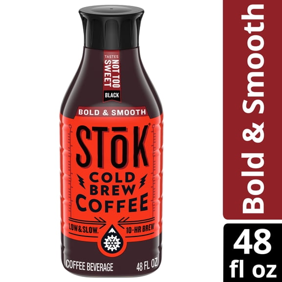 SToK Not Too Sweet Medium Roast Black Ready to Drink Cold Brew Coffee Bottle, 48 fl oz
