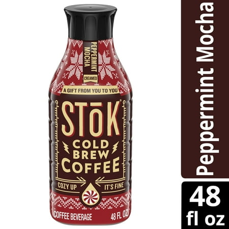 SToK Sweetened Peppermint Mocha Creamed Ready to Drink Cold Brew Coffee Bottle, 48 fl oz