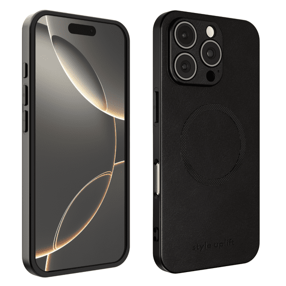 SU - Compatible with iPhone 16 Pro Max Magnetic Vegan Leather Case - SU.Shield Slim & Protective Design, Compatible with MagSafe, Wireless Charging - Black, Case for iPhone 16 Pro Max (6.9")