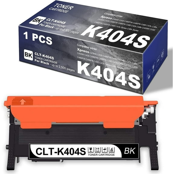(SU104A) CLTK404S CLT-K404S Black Toner Cartridge Replacement for Samsung CLT-K404S K404S CLT K404S Xpress C430W C430 C480FW C480FN C480 C43x C48x C430W C430 C480FW, 1 Pack