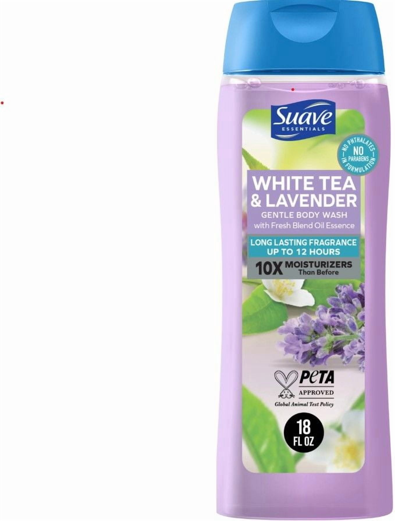 Suave Essentials Moisturizing Body Wash, White Tea Lavender, 18 oz