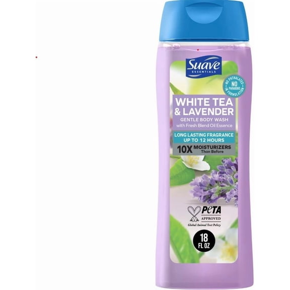 Suave Essentials Moisturizing Body Wash, White Tea Lavender, 18 oz