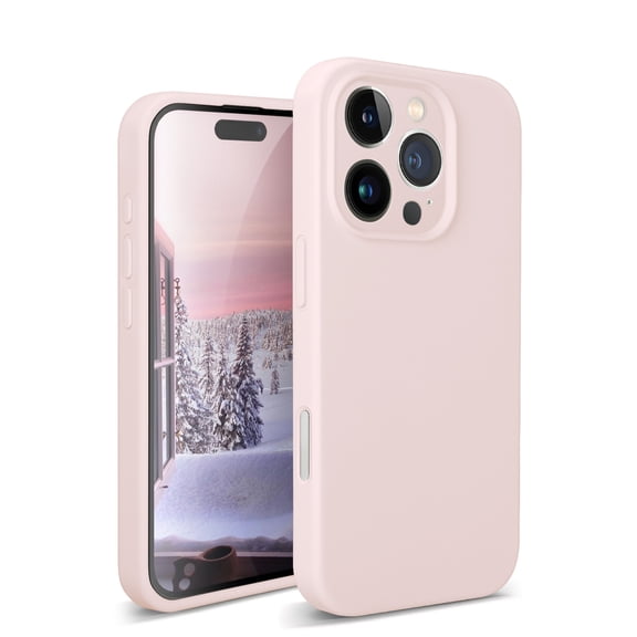 SUANPOT Compatible with iPhone 16 Pro Case, [Compatible with MagSafe] Silicone Case with[Full Camera Protection],Soft Anti-Scratch Microfiber Lining Inside,Light Pink