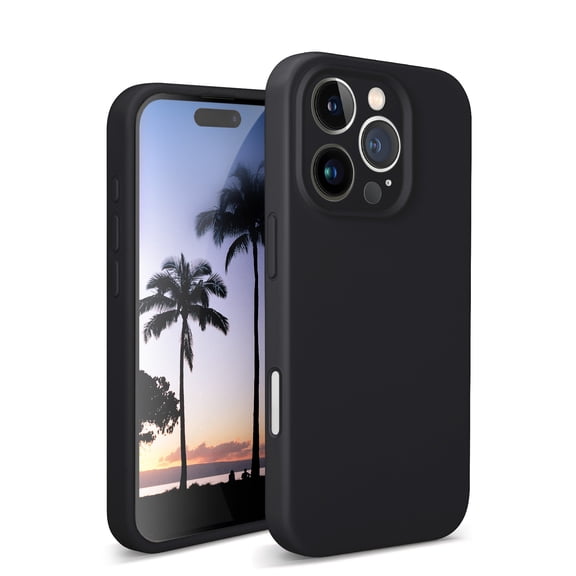 SUANPOT Compatible with iPhone 16 Pro Case, [Compatible with MagSafe] Silicone Case with[Full Camera Protection],Soft Anti-Scratch Microfiber Lining Inside,Black
