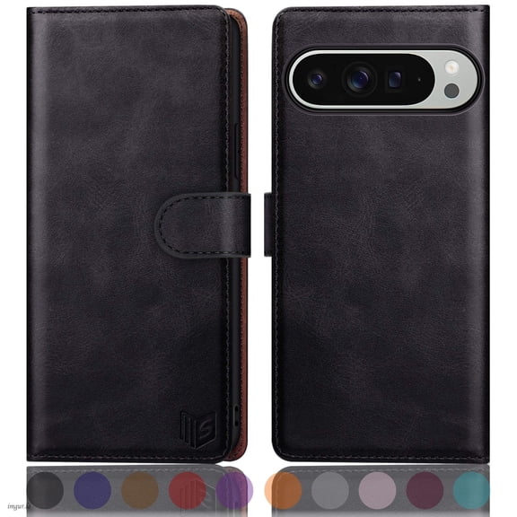 SUANPOT For Google Pixel 10 Pro XL 6.8 Wallet Case with RFID Blocking Credit Card Holder,Black