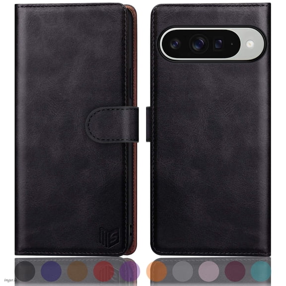 SUANPOT For Google Pixel 10/Google Pixel 10 Pro 6.3 Wallet Case with RFID Blocking Credit Card Holder,Black