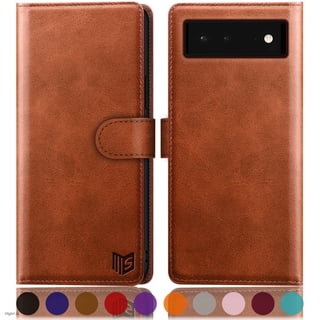 SUANPOT For Google Pixel 6A Wallet Case with RFID Blocking Credit Card Holder,Light Brown