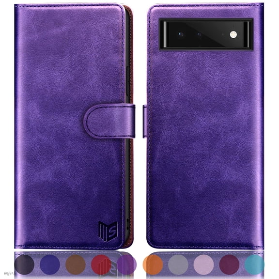 SUANPOT For Google Pixel 6A Wallet Case with RFID Blocking Credit Card Holder,Purple