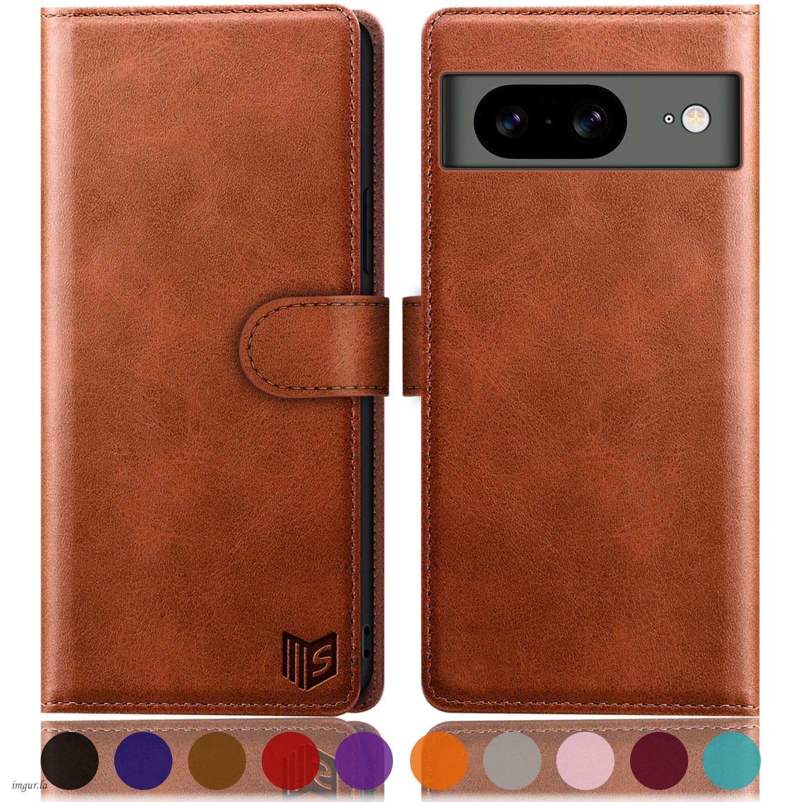 SUANPOT For Google Pixel 8 Wallet Case with RFID Blocking Credit Card Holder,Light Brown