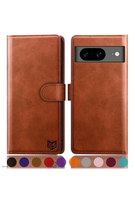 For Google Pixel 8 Wallet Case with RFID Blocking Credit Card Holder,Light Brown