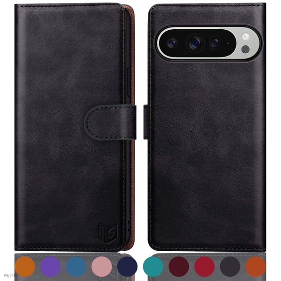 SUANPOT For Google Pixel 9 Pro 6.8,Google Pixel 9 Pro XL Wallet Case with RFID Blocking Credit Card Holder,Black