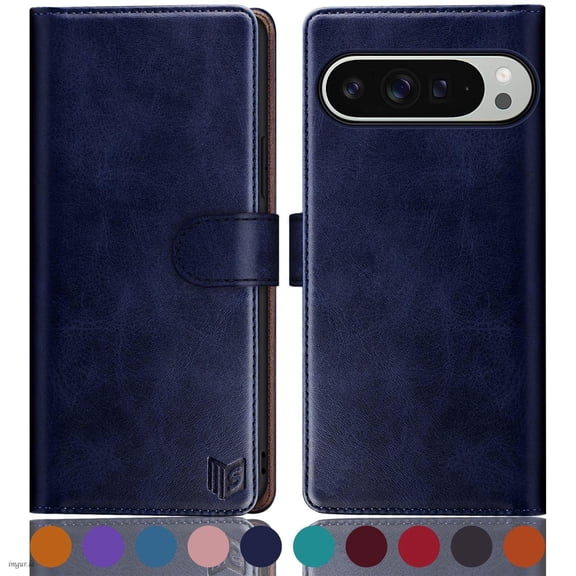 SUANPOT For Google Pixel 9 Pro 6.8,Google Pixel 9 Pro XL Wallet Case with RFID Blocking Credit Card Holder,Blue