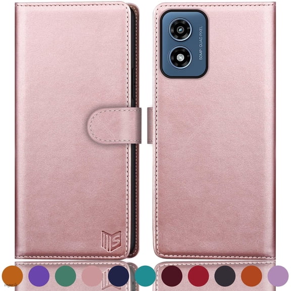 SUANPOT For Motorola Moto G 5G 2024 Wallet Case with RFID Blocking Credit Card Holder,Rose Gold