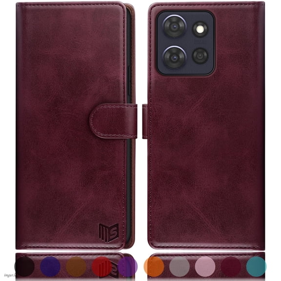 SUANPOT For Motorola Moto G Power 2025 Wallet Case with RFID Blocking Credit Card Holder,Wine Red