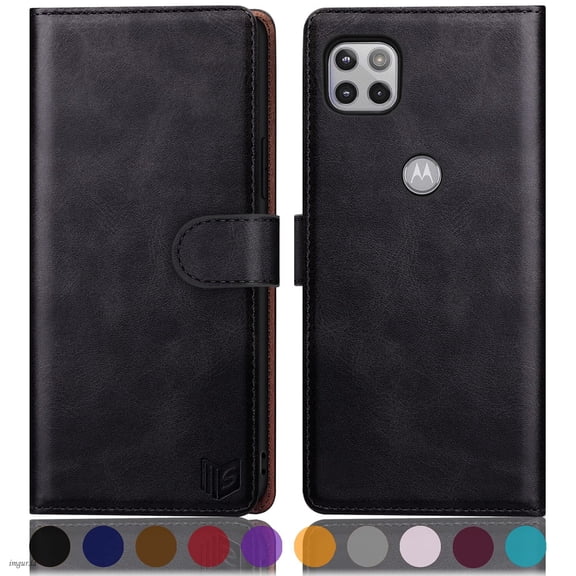 SUANPOT For Motorola One 5G Ace 2021 Wallet Case with RFID Blocking Credit Card Holder,Black