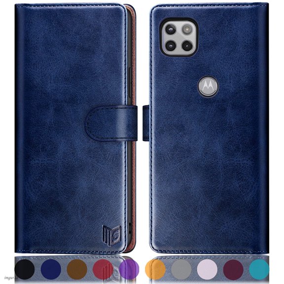 SUANPOT For Motorola One 5G Ace 2021 Wallet Case with RFID Blocking Credit Card Holder,Blue